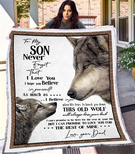 personalized letter   son love  dad wolfs blanket son etsy