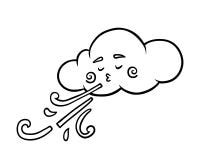 cartoon cloud blowing wind sketch coloring page