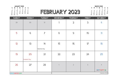 printable february  calendar  templates