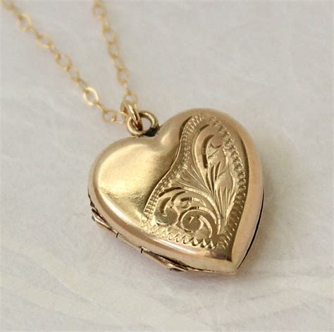 gold locket necklace heart locket vintage locket  kiddoandpye