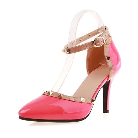sexy pink rivets pointed toe high heels fashion shoes on luulla
