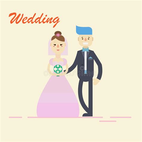Wedding Couple Holding Hands Stock Vector Illustration