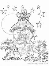 Coloring Fairy Pages House Tree Adults Fairies Colouring Adult Garden Para Detailed Pheemcfaddell Arbor Refreshment Pintar Printable Maison Click Desenhos sketch template