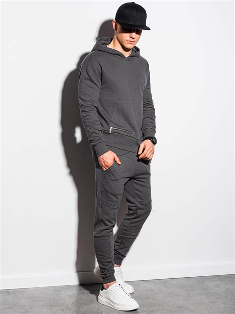 mens set hoodie pants  dark grey modone wholesale clothing  men
