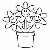 Flower Pot Coloring Drawing Pages Clipart Colouring Line Kid Clip Draw Printable Easy Pots Flowers Kids Cartoon Color Drawings Template sketch template