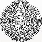 Mayan Calendar Coloring Pages Calendario Para Colorear Aztec Outline Dibujo Tattoo Azteca Template Dibujos Sun Del sketch template