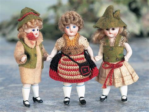 Bisque German Doll — Three 4 All Bisque Miniatures In