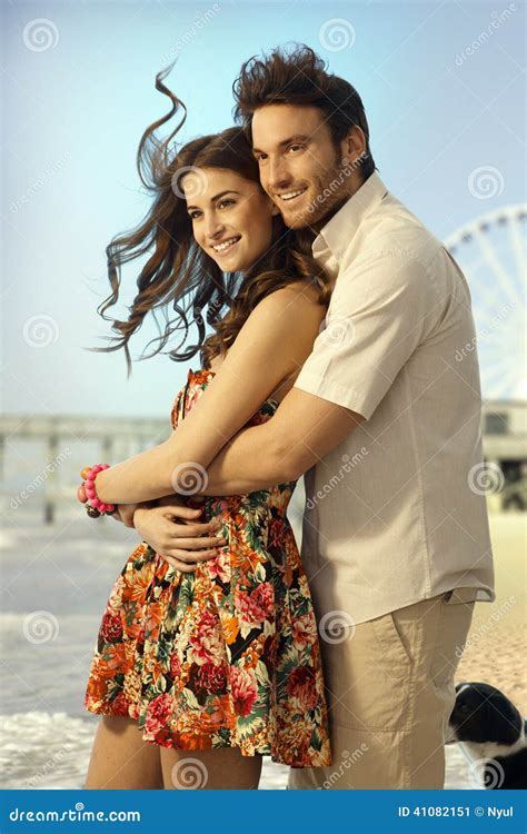 Happy Married Couple On Honeymoon Trip At Beach Stock Image Image Of