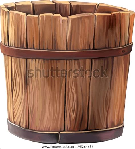 wooden bucket  white background stock vector royalty