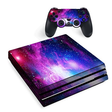 skin  sony ps pro console decal stickers skins cover stars galaxy red blue purple gasses