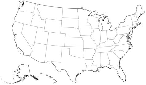 printable outline map  united states  printable blank