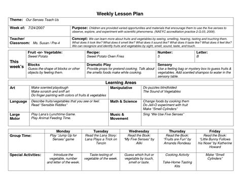 lesson plan template weekly prescool plannar   calendar printable