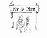 Coloring Wedding Pages Western Mrs Mr Groom Bride Printables sketch template