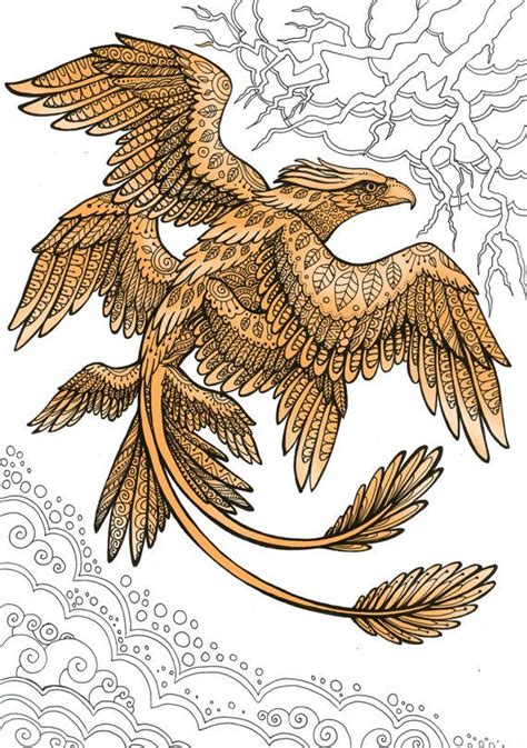 frank  thunderbird fantastic beasts adult coloring page doodle