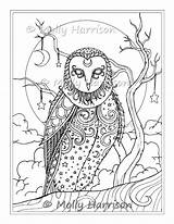 Coloring Pages Harrison Molly Animal Owl Celestial Printable Fantasy Choose Board sketch template