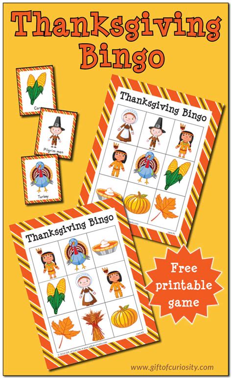 printable downloads  thanksgiving bingo cards  pictures