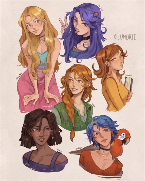 haley abigail penny emily leah and 1 more stardew valley drawn