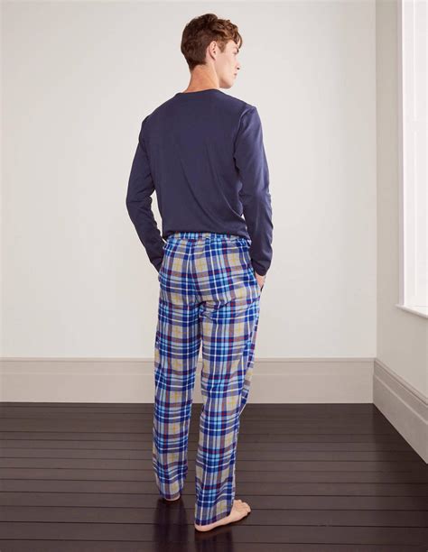 loungewear pyjamas homme bas de pyjama en coton brosse carreaux bleu grecgris chine boden