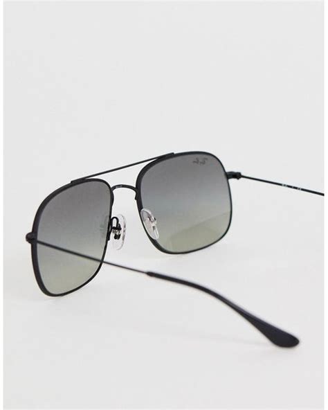 ray ban 0rb3595 square aviator sunglasses in black for men lyst
