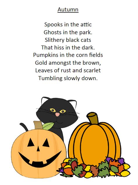 spooky autumn poem  printable grade onederful
