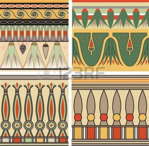 Set Of Ancient Egyptian Ornament Vector Seamless Pattern