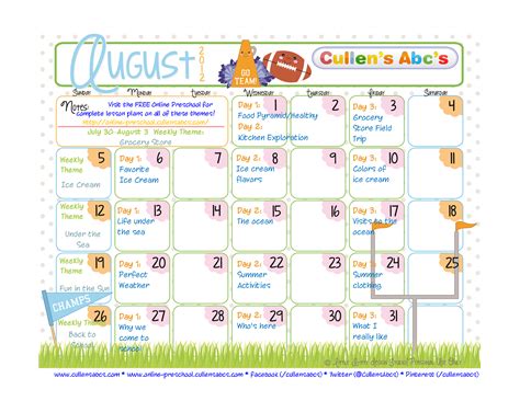 preschool calendars  childrens  activities