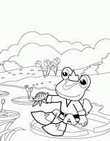 Coloring Pages Pond Lake Frog Duck Prince Printable Rain Umbrella Books Under Popular Coloringhome sketch template