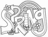 Spring Coloring Pages Printable Words Kids sketch template