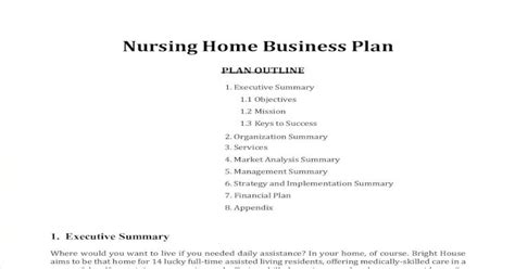 nursing home business plan  document