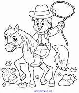 Coloring Cowboy Book Horse Kids Pdf Children sketch template