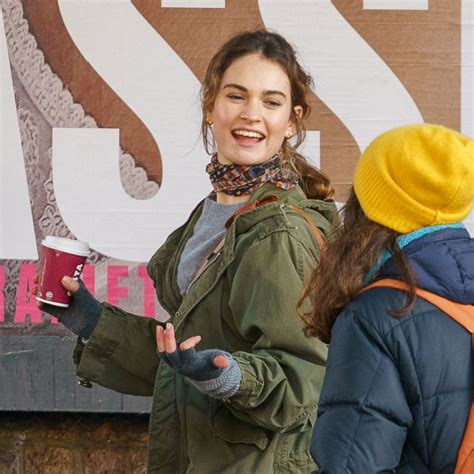 lily james on the set of what s love go to do wth it in london 01 18