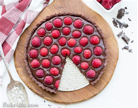 No Bake Raspberry Chocolate Tart Gluten Free Paleo Vegan Bakerita