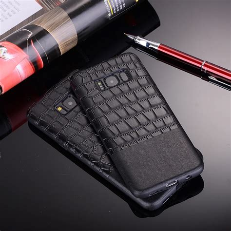 real genuine leather case  samsung galaxy  splus cell phone luxury hard cover  crocodile