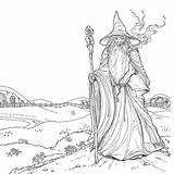 Gandalf Colouring Tolkien sketch template