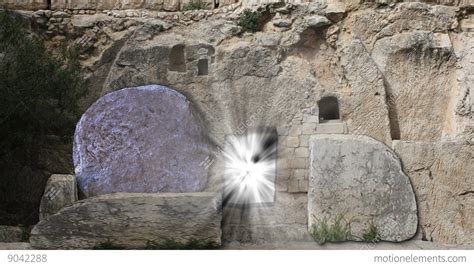 tomb  jesus opening rolling stone easter morning  shining