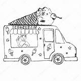 Ice Cream Truck Drawing Clipart Cone Man Seller Line Getdrawings Sketch Yang Drawn Hand Outline Semi Clipground sketch template