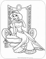 Jasmine Coloring Pages Aladdin Disneyclips Throne Sitting Pdf Her sketch template