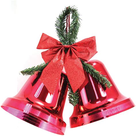 holiday time christmas decor  double bell red indoor outdoor