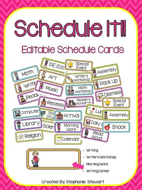 editable schedule cards schedule cards classroom schedule preschool