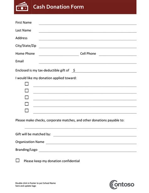 donation form  word excel  templates study