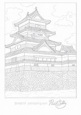 Coloring Japanese Japan Adult Book Temple Pagoda Printable Pages Drawing Colouring Castle Detailed Paper Getdrawings Books House Girls Choose Board sketch template