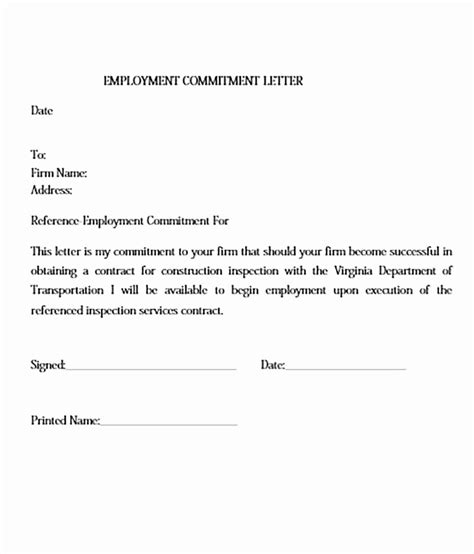 letter  commitment template inspirational mitment letter