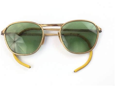 1950s Authentic Vintage Military Aviator Sunglasses Gold