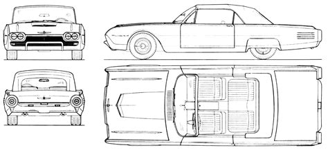 ford thunderbird coupe blueprints  outlines