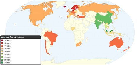 average age of virginity loss worldwide maps on the web
