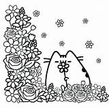 Pusheen Coloring Cat Pages Book Sheets Print Kawaii Pushin Cute Colouring Color Cats Para Colorear Animal Dibujos Kids Flowers Save sketch template