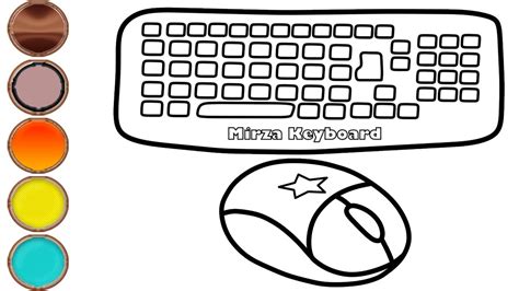 glitter computer keyboard  mouse drawing coloring pages mirza