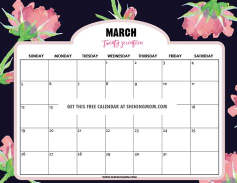 printable march  calendars  pretty designs