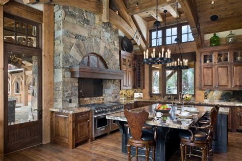 warm cozy rustic kitchen designs   cabin