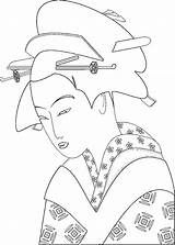Japanese Coloring Pages Getcolorings Woman Color sketch template
